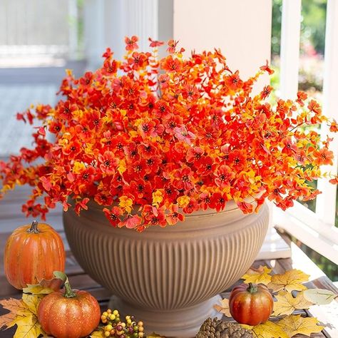 Fall Planters Outdoor, Outside Thanksgiving, Porch Walkway, Walkway Garden, Table Centerpieces For Home, Artificial Branches, Table Centerpiece Decorations, Balcony Patio, Artificial Plants Outdoor