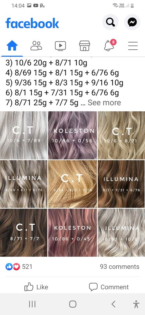 Color Charm Toner Chart, Wella Grey Formulas, Honey Blonde Wella Formula, Wella Balayage Formula, Wella Illumina Color Formulas, Wella Illumina Formulas, Wella Blonde Toner, Wella Color Formulas Blondes, Wella Color Formulas