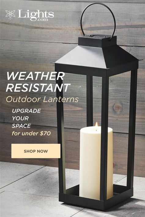 Outdoor Lanterns Front Door, Lanterns On Front Porch, Privacy Fence Landscaping, Outdoor Candle Lanterns, Lanterns Outdoor, Patio Lanterns, Cordless Lighting, Modern Lanterns, Solar Lights Outdoor