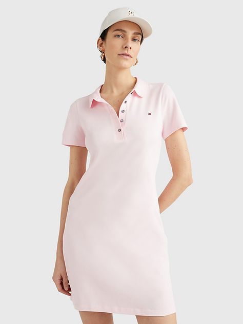 Slim Fit Polo, Athleisure Fashion, Dress Crafts, Women Midi, Slim Fit Shorts, Polo Dress, Signature Style, Pastel Pink, Dresses For Women