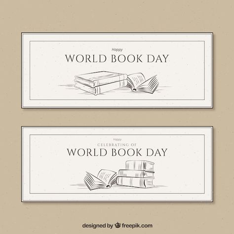 Free vector vintage banners for world bo... | Free Vector #Freepik #freevector #reading-day #novel #world-book #story-book Literature Background, Vintage Banner Design, Vintage Banners, Book Banner, Website Banner Design, Vintage Banner, World Book Day, Book Day, Website Banner