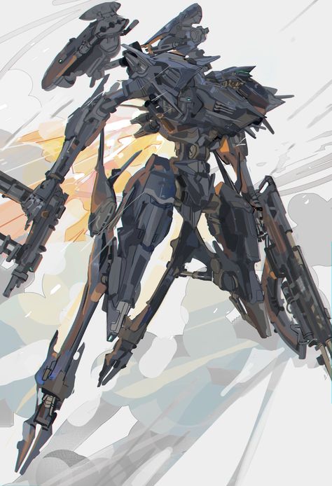 Mecha Art Illustrations, Armored Core Mech, Armored Core 6, Armoured Core, Big Robots, Mecha Suit, Drawing Machine, Mecha Robot, Sci Fi Environment