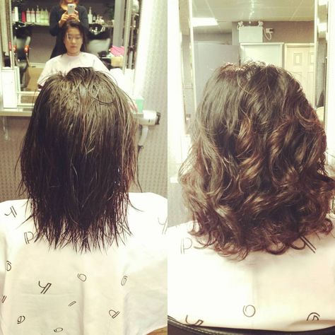 #digitalPerm before & after.  Thank u Aireen! @momohairbyliz www.momohairbyliz.com Wave Perm Short Hair, Body Perm, Loose Perm, Loose Wave Perm, Body Wave Perm, Curly Perm, Spiral Perm, Short Permed Hair, Digital Perm