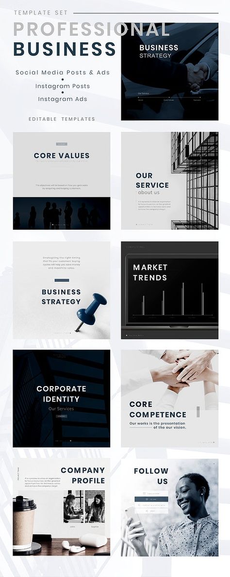 Professional business marketing vector editable templates | premium image by rawpixel.com / Wan Stock Market Social Media Post, Strategy Presentation, Instagram Post Design, Facebook Post Design, Media Branding, Social Media Marketing Agency, Social Media Design Inspiration, Social Media Templates, Social Media Facebook