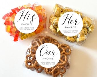 Wedding Favor Stickers His Her and Our Favorite Stickers Treat Bag Sticker Sweet and Salty Favorite Stickers Snack Bag Wedding Stickers - Etsy His And Her Favorite Snacks Wedding, Bag Sticker, Wedding Favor Stickers, Stickers Etsy, Snack Bags, Wedding Stickers, Favorite Snack, Sweet And Salty, Treat Bags