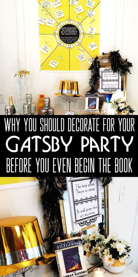 Gatsby Room, Get To Know You Activities, Teaching Literature, Traditional Books, Secondary Classroom, Classroom Transformation, Great Gatsby Party, High School Ela, High School Classroom