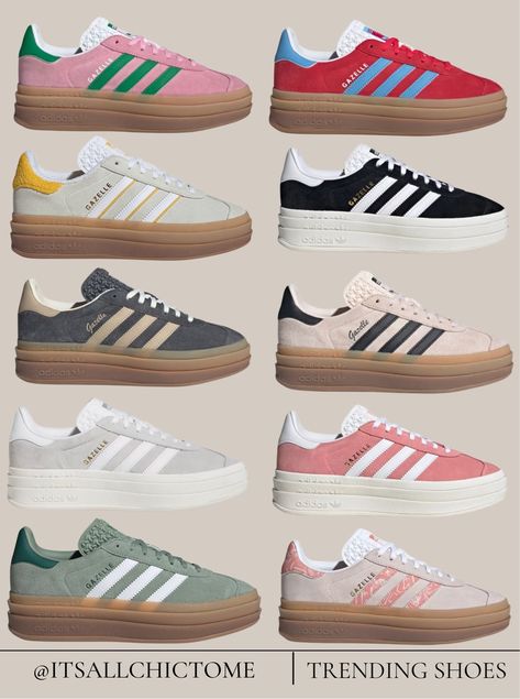 Shop Gazelle Bold Shoes and other curated products on LTK, the easiest way to shop everything from your favorite creators. Gazzels Shoes, Gazelle Adidas Platform, Gazzeleadidas Shoes, Gazelle Bold Shoes Outfit, Cool Girl Shoes, Adidas Giselle, Adidas Bold Gazelle, Gazelle Shoes Outfit, Bold Gazelle