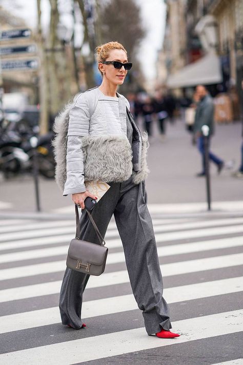 Why Hermès Constance Bags Are Worth the Investment | Who What Wear Hermes Constance Grey, Hermes Constance Bag Outfit, Hobo Bag Outfit, Hermes Constance Bag, Street Vibes, Fancy Things, Navy Bag, Bag Outfit, Womens Designer Bags