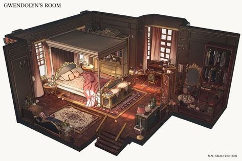 Fantasy Art House Interior, Fantasy Rooms Concept Art, Interior Design Fantasy Art, Interior Concept Art Bedroom, Fantasy Room Drawing, Medieval Room Concept Art, Fantasy House Design Art, Fantasy Bedroom Concept Art Royal, Fantasy Living Room Concept Art