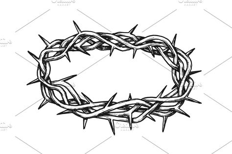 Crown Of Thorns Antique Tool For , #Sponsored, #Vector#Ink#Catholic#Spikes #Ad Thorn Tattoo, Jesus Crown, Cross Svg, Easter Religious, Crown Tattoo, Retro Vector, Religious Symbols, Antique Tools, Crown Of Thorns