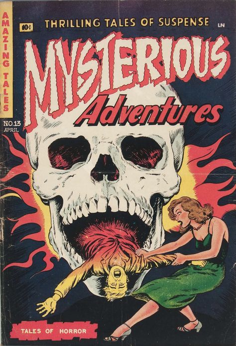 Horror comic: Mysterious Adventures #13 {1953} Pulp Fiction Comics, Creepy Comics, Horror Comic, Comic Book Art Style, Horror Posters, Retro Horror, Design Aesthetics, Retro Comic, Horror Comics