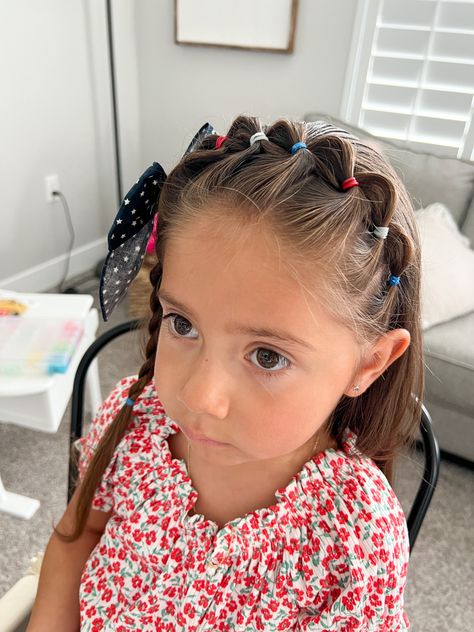 4th Of July Hair Ideas For Kids, 4th Of July Kids Hairstyles, Fourth Of July Hairstyles For Women, 4th Of July Hairstyles For Kids, Cute Forth If July Hairstyles, Toddler Fourth Of July Hair, Fourth Of July Girls Hair, 4th Of July Toddler Hair, Holidays With Toddlers