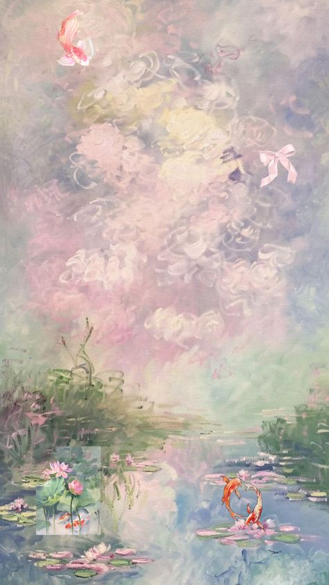 Monet Backgrounds, Lotus In Pond, Monet Wallpaper, Water Lilies Art, Greek Paintings, Field Paint, Comfort Art, Abstract Portrait Painting, Fairy Wallpaper