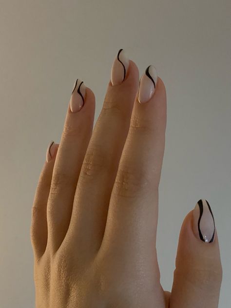 milky white black strings nails | 2022 set Milky Nails With Design, Nail Aesthetic, Milky Nails, Nails 2022, Minimal Nails, Girl Things, Milky White, Nails Inspo, Nails Ideas