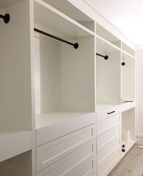 Long Narrow Closet, A House We Built, Diy Master Closet, Decor Closet, Narrow Closet, Big Bedroom, Diy Custom Closet, Master Closet Design, Closet Hardware