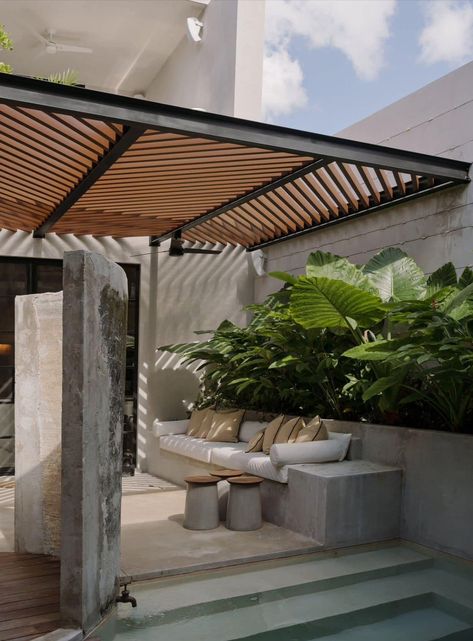 Contemporary House Exterior, Canopy Design, Terrace Design, Pergola Patio, Pergola Designs, Balcony Design, Outdoor Pergola, House Architecture Design, Small Backyard Landscaping