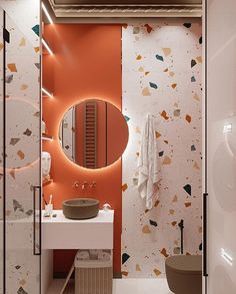 Bathroom Decor Modern Luxury, Colorful Bathrooms, Orange Bathrooms, Zen Room, Bathroom Decor Luxury, Bad Inspiration, Bathroom Red, Diy Bathroom Decor, Bad Design