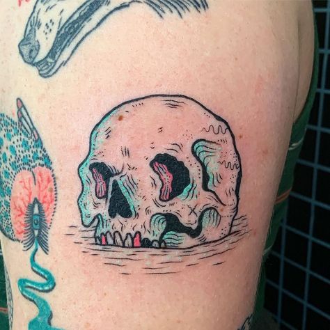 THE DENTIST on Instagram: “Watch out for radioactive sunken skulls !  Had a blast with this gone! Thank you Alli !  And Thank you for telling me about Roller skating…” Radioactive Tattoo, Oregon Tattoo, Mouth Tattoo, Tooth Tattoo, Usa Tattoo, The Dentist, Roller Skating, Having A Blast, Tattoo Shop