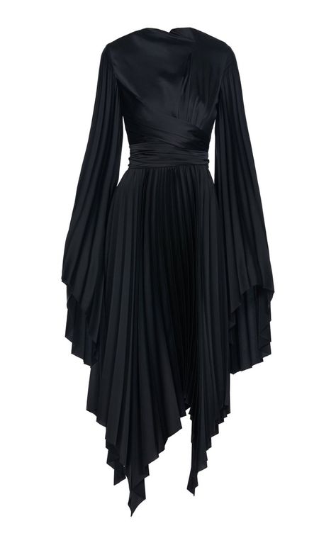 Pleated Satin Dress By A.w.a.k.e. Mode | Moda Operandi Dresses 15, Pleated Satin Dress, Wrap Around Dress, Long Sleeve Dresses, Glam Dresses, Mode Inspo, Sleeve Dresses, Satin Dress, Lookbook Outfits