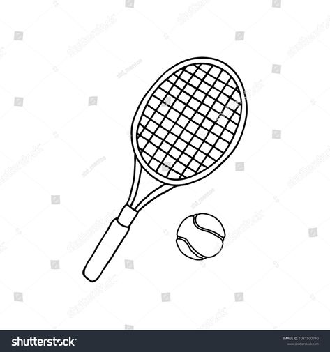 Tennis Drawing Easy, Tennis Doodle, Tennis Racket Drawing, Evs Worksheet, Tennis Drawing, Drawing Ideas Easy Doodles, Sports Coloring Pages, Valentine Embroidery, Art Window