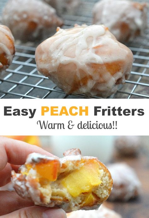 Peach Fritters, Fresh Peaches, Fritter Recipes, Quick And Easy Recipes, Peach Recipe, Cooking For Two, Donut Recipes, Popular Recipes, Om Nom