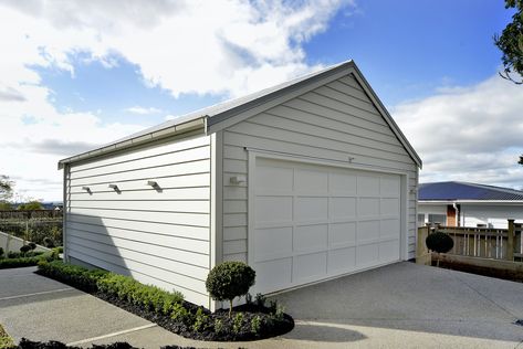 Double Garage Door Ideas, Freestanding Garage, Garage Door Ideas, Double Garage Door, Weatherboard House, Finished Garage, Garage Studio, Rear Extension, Farm Buildings