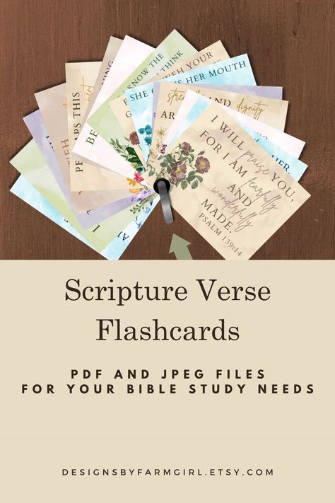 Scripture Verse Flashcards for Women, Bible Verse Flash Cards, Printable Flashcards, Religious Flash Cards, Watercolor Floral Flashcards Scripture Flashcards, Bible Flash Cards, Study Printables, Printable Flashcards, Bible Verses For Women, Bible Study Printables, Cards Watercolor, Printable Flash Cards, Flash Card