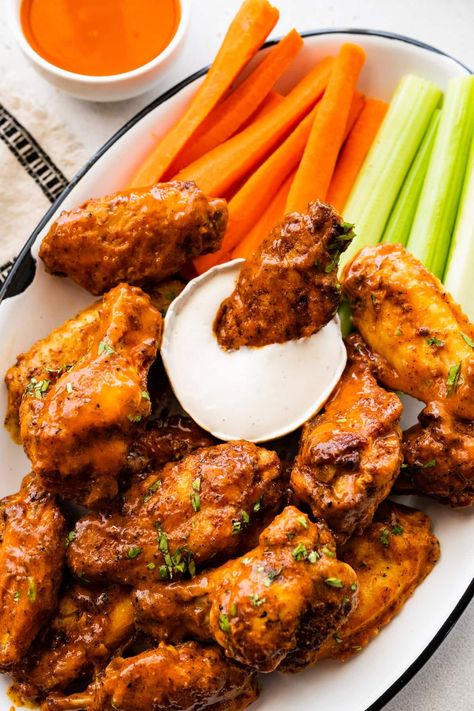 Crispy Air Fryer Chicken Wings - Eating Bird Food Buffalo Chicken Wings In Air Fryer, Buffalo Wings Air Fryer, Fry Chicken Wings, Air Fryer Buffalo Wings, Chicken Wings In Air Fryer, Air Fry Chicken, Air Fryer Recipes Chicken Wings, Air Fryer Buffalo Chicken, Chicken Wing Recipes Fried