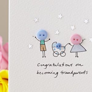 Personalised 'Button Pram' Handmade New Baby Card Handmade New Baby Cards, New Baby Cards Handmade, Twins Illustration, Grandparents Card, Baby Cards Handmade, Watercolour Card, Baby Twins, New Baby Card, Fabric Cards