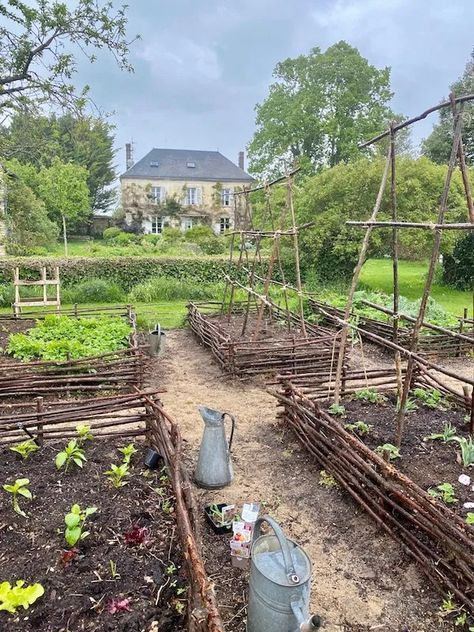 my snapshot weekend - MY FRENCH COUNTRY HOME English Country Vegetable Garden, Farm Gardens Country, French Homestead, French Vegetable Garden, French Potager Garden, Garden With House, French Kitchen Garden, Country Home Garden, European Country Home