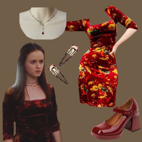 #christmas #outfits #rorygilmore Rory Gilmore Christmas Dress, Lorelei Gilmore Winter Outfits, Loralie Gilmore Dresses, Rory Gilmore Pink Dress, Lorelei Gilmore Dress, Rory Gilmore Dress, Rory Gilmore Floral Dress, Loralie Gilmore Iconic Outfits, Rory Gilmore Coming Out Dress