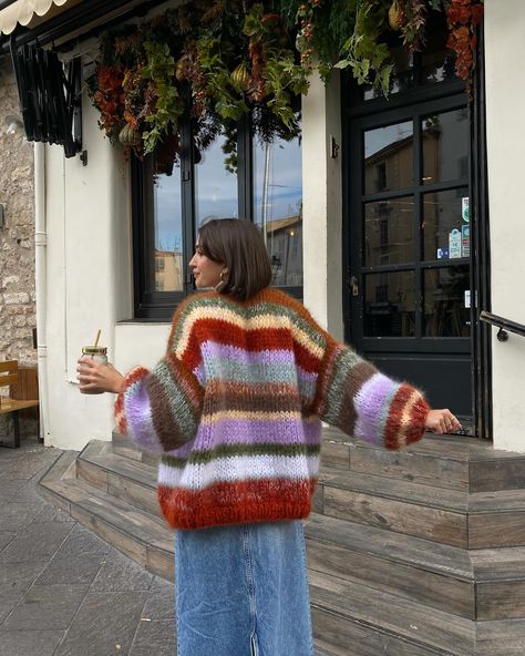 August Vibes, Knitting Jacket, Handknit Sweaters, Maximalist Fashion, Parisienne Style, Mohair Knit, January 7, Knitwear Fashion, Hand Knitted Sweaters