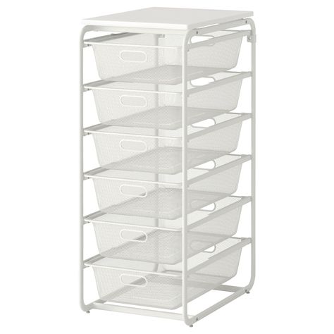 ALGOT Frame with 6 mesh baskets/top shelf - white - IKEA Algot Ikea, Clothes Storage Systems, Ikea Algot, Best Closet Organization, Ikea Drawers, Ikea Shopping, Ikea Bedroom, Closet Organizing Systems, Ikea Family