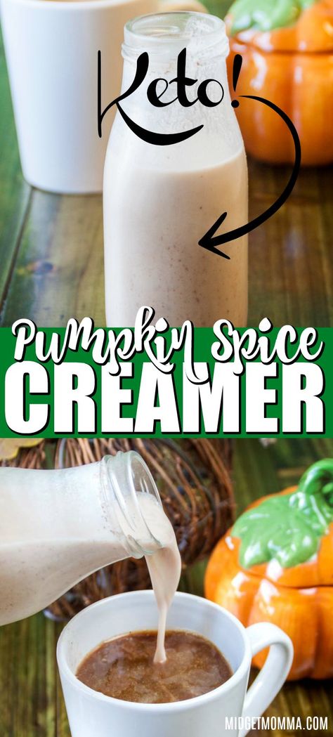 Keto coffee creamer is sooo easy to make! Plu you get amazing pumpkin spice flavor with this pumpkin spice creamer! #PumpkinSpiceCoffeeCreamer #PumpkinSpiceLatte #CoffeeCreamer #BreakfastRecipes #LowCarb #Pumpkin #PumpkinSpice #Coffee #MidgetMomma Low Carb Pumpkin Spice Creamer, Low Carb Coffee Creamer, Pumpkin Spice Creamer Recipe, Homemade Pumpkin Spice Coffee Creamer, Homemade Pumpkin Spice Creamer, Pumpkin Coffee Creamer, Sugar Free Creamer, Pumpkin Spice Coffee Creamer, Homemade Pumpkin Spice Coffee