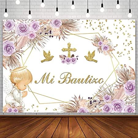 Bautizo Backdrop, Christening Party Decorations, Boho Baptism, Baby Shower Photo Booth Props, Baptism Party Decorations, Backdrop Boho, Holy Communion Party, Baby Shower Photo Booth, Christening Party