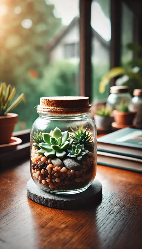 21 Genius Mason Jar Decoration Ideas You Need to Try Right Now! 🌟🕯️ Succulent Centerpiece Ideas, Jar Decoration Ideas, Mason Jar Plants, Mason Jar Succulents, Jars Decoration Ideas, Mason Jar Terrarium, Mason Jars Ideas, Plants And Books, Jar Decoration