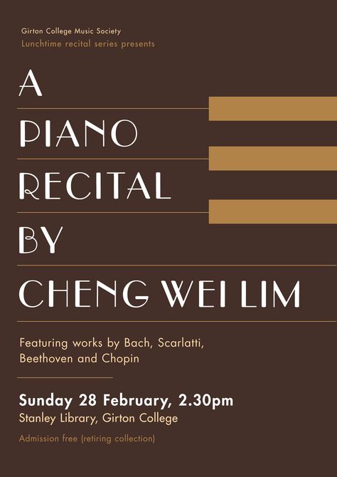 Piano Recital Poster, Recital Poster, Piano Recital, Cambridge Uk, Music Flyer, Classic Music, Concert Posters, Piano Music, Classical Music