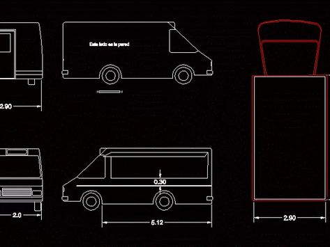 Food truck in AutoCAD | Download CAD free (59.64 KB) | Bibliocad 2d Drawing, Cad Blocks, Food Truck, Autocad, Trucks, How To Plan