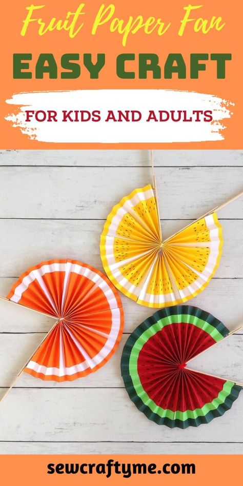 Crafts That Look Like Food, Fruit Day Activities For Kids, Fruit Crafts For Kids, Caribbean Crafts, Tropical Activities, Diy Fans, June Crafts, Lemon Crafts, Summer Arts And Crafts