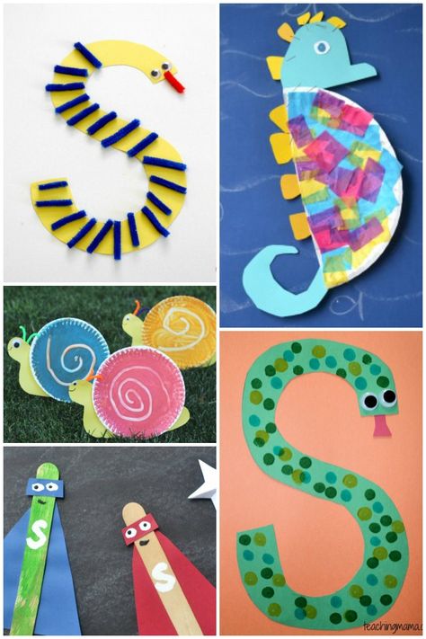 We are continuing our preschool alphabet learning series with Letter S Activities. There are so many fun things you can do with the letter s -- from Preschool Letter S, Letter S Crafts, Letter S Activities, Preschool Letter Crafts, S Activities, Alphabet Crafts Preschool, Abc Crafts, The Letter S, K Crafts