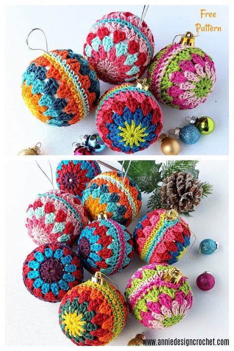 Christmas Granny Baubles Free Crochet Pattern Crochet Cocoon Pattern, Granny Christmas, Diy Projects To Make And Sell, Crochet Christmas Ornaments Free, Crochet Sun, Crochet Ornament Patterns, Christmas Crochet Patterns Free, Crochet Sun Hat, Crochet Decor