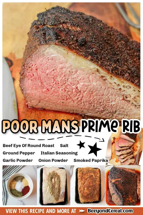 Poor Mans Prime Rib, Parmesan Roasted Green Beans, Prime Rib Recipe, Poor Man, Eat Beef, Homemade Dinner Rolls, Round Roast, Rib Roast, Homemade Dinner