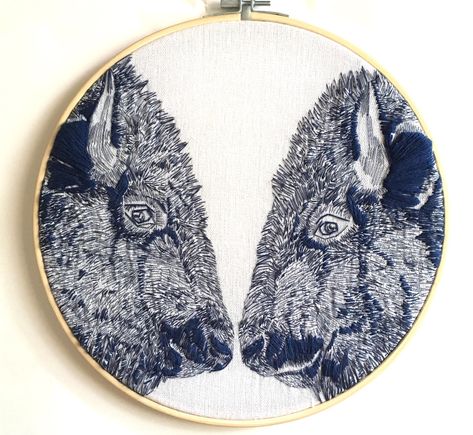 Fur Embroidery, Buffalo Art, Old Souls, Contemporary Embroidery, Artist Portfolio, Embroidery Hoop Art, Art Unique, Hoop Art, Embroidery Hoop