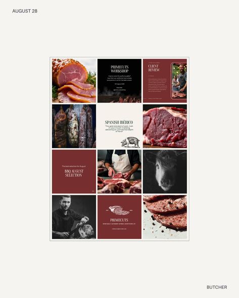 Ngl, creating this feed for butchers got us drooling harder than a St. Bernard at a BBQ 🤤 Got a business that could use some feed-spiration? Slide into our DMs! Baker Instagram Feed, Meat Website Design, Meat Branding, Charcuterie Business, Beef Farming, Meat Restaurant, Service Marketing, Restaurant Social Media, Feed Goals