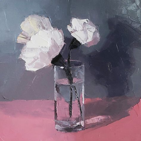 Impressionist still life oil painting of white carnations on a gray and pink background. Perfect gift and home decor for those who love flowers! White Carnations Aesthetic, Impressionist Still Life, White Carnations, White Carnation, Art Help, Oil Painting For Sale, Carnation Flower, Still Life Oil Painting, Gray Aesthetic