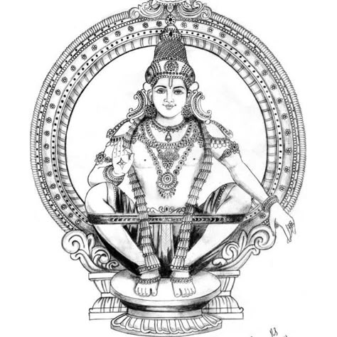 Lord Ayyappan, About Kerala, Ayyappa Swamy, Kali Tattoo, Drawings With Meaning, Kali Maa, Drawing Png, Kerala Mural Painting, Art Painting Tools