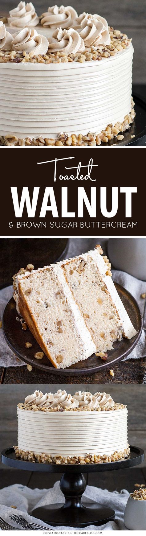 Wednesday Recipes, Brown Sugar Buttercream, Country Recipes, Bread Easy, Recipes Yummy, Pasta Food, Food Chocolate, Vegetarian Cake, Walnut Cake