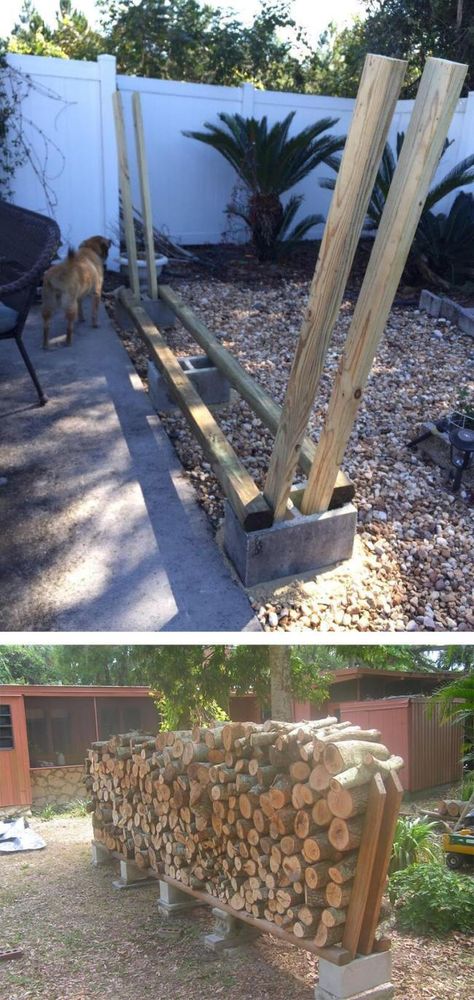 16+ Cheap & Easy DIY Outdoor Firewood Rack Ideas You Should Try Firewood Storage Outdoor, Outdoor Firewood Rack, Lumber Rack, Firewood Shed, Firewood Rack, Firewood Storage, Wood Rack, Wood Shed, Diy Fire Pit