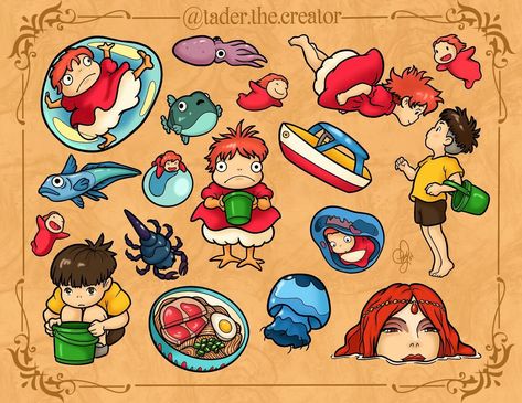 ✨Ponyo Flash Sheet✨ To get one of these lil cuties, email olympusink@gmail.com #art #tattooapprenticeship #TKSG #ponyo #tattoo #flash #design #foryou #fyp #topeka #KS #procreate #topcityink Ponyo Ramen, Ponyo Tattoo, Tattoo Apprenticeship, Ghibli Tattoo, Flash Sheet, Flash Design, Tattoo Flash, Get One, Ramen