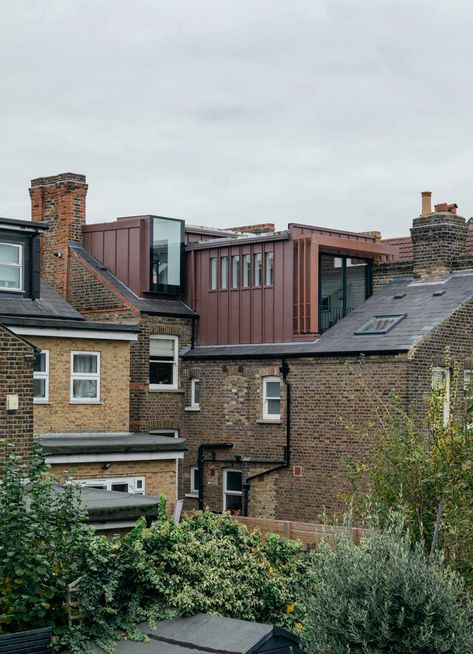 London Rooftops, Dormer Loft Conversion, Architecture Today, Roof Extension, London Architecture, Rear Extension, Home Improvements, Modern Staircase, Contemporary Living Spaces